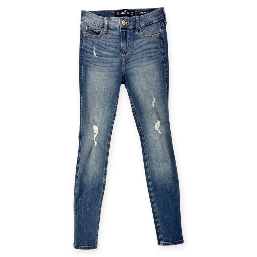 Hollister Womens 1S W25 L28 Mid Rise Super Skinny Jeans Distressed Stretch